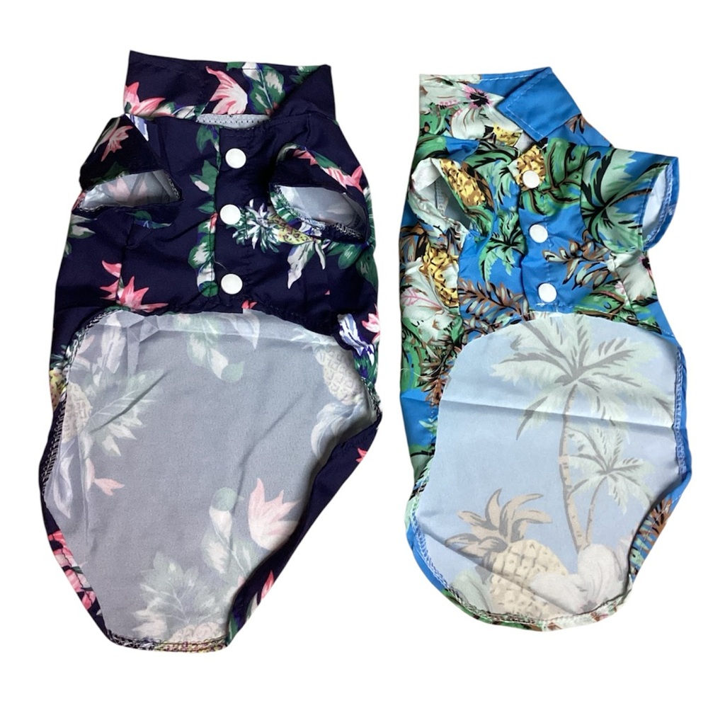Tropical Floral Cat Shirt - Blue and Black